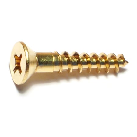 Midwest Fastener Wood Screw, #12, 1-1/4 in, Plain Brass Flat Head Phillips Drive, 100 PK 02887